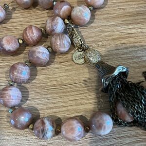 Rocks Entwine handmade pink tassel necklace